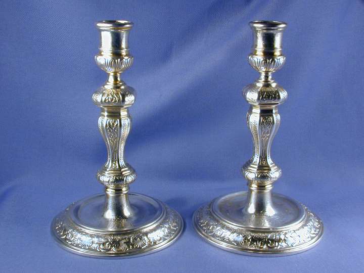 Pair of Queen Anne silver-gilt candlesticks